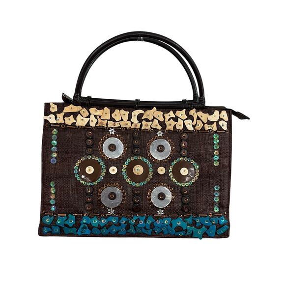 Martina Pink Handbags - Artsy Boho Embellished Top Handle Bag Unique Indie Festival Statement Purse